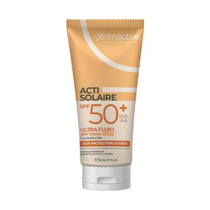ACTI-SOLAIRE SPF 50+ سائل حماية من الشمس للبشرة، مع لمسة جافة وحماية قوية ضد الأشعة فوق البنفسجية (UVA/UVB)، مناسب للبشرة الحساسة ويوفر حماية طويلة.